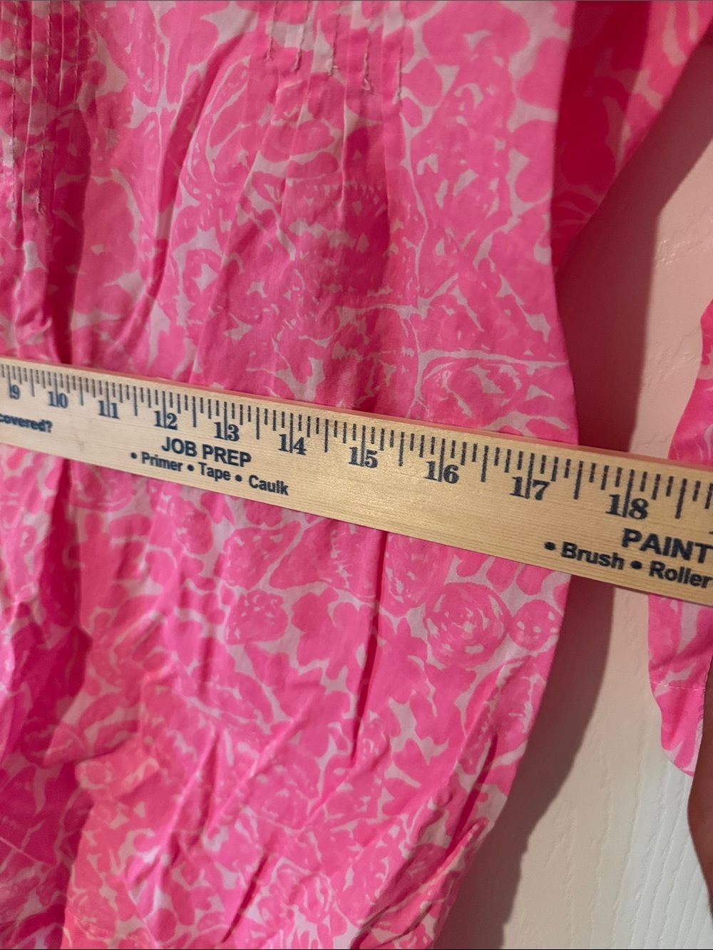 Lilly Pulitzer Hot Pink Printed Tunic with Green Embroidered V-Neck - Picture 8 of 11